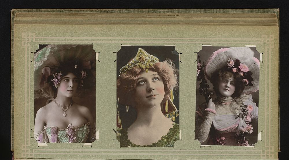 Drie portretten van jonge vrouwen (1900 - 1930) by Neue Photographische Gesellschaft and anonymous