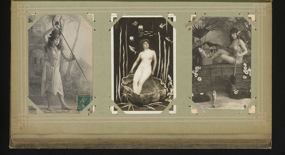 Drie portretten van naakte vrouwen (1900 - 1930) by anonymous