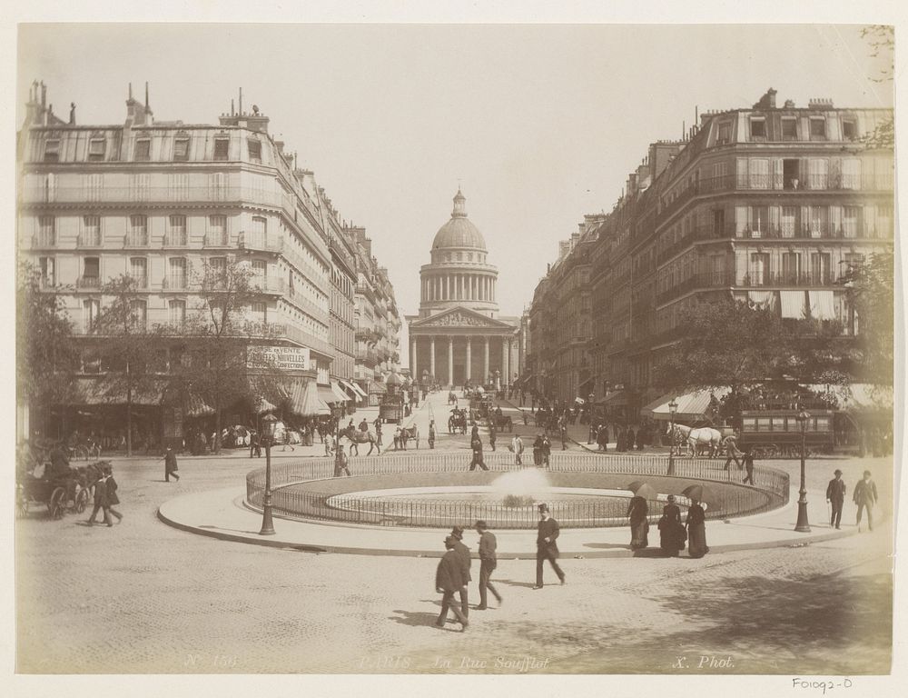 Rue Soufflot in Parijs met aan het einde het Panthéon (c. 1880 - c. 1900) by X phot