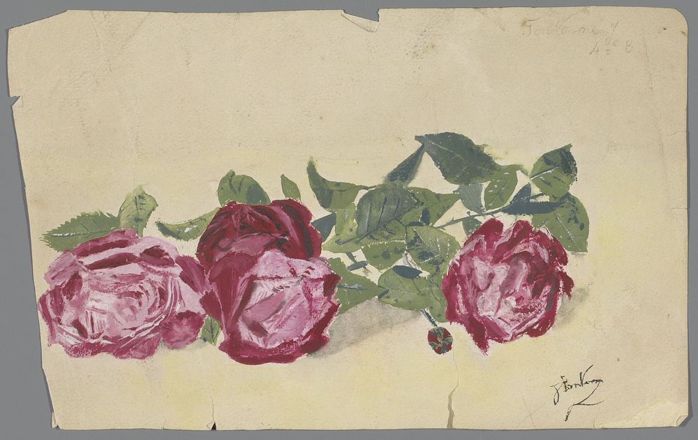 Tak met drie rozen (c. 1870 - c. 1891) by anonymous