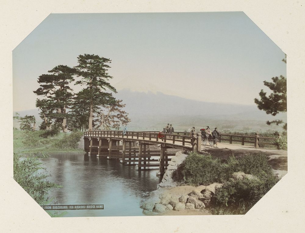 Berg Fuji gezien vanaf de Ka-Aibashibrug in Japan (c. 1870 - c. 1900) by anonymous