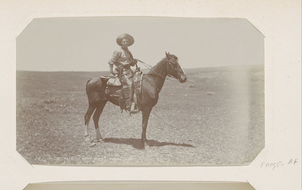 Cowboy te paard (c. 1860 - c. 1900) by William Henry Jackson