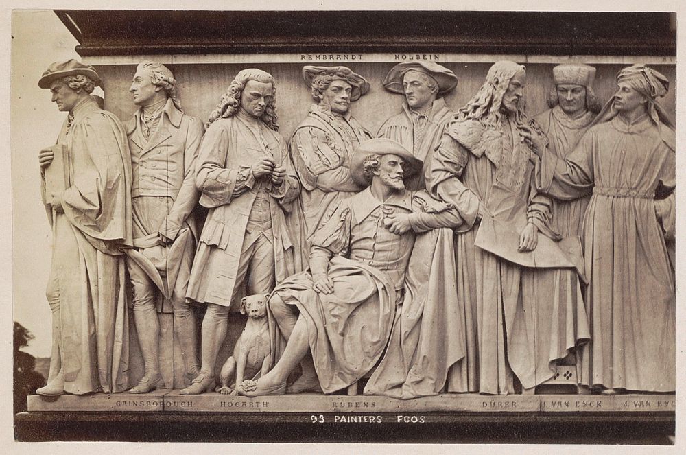 Deel van het Parnassus-fries aan de voet van het Albert Memorial in Londen: schilders (1878 - 1890) by Francis Godolphin…