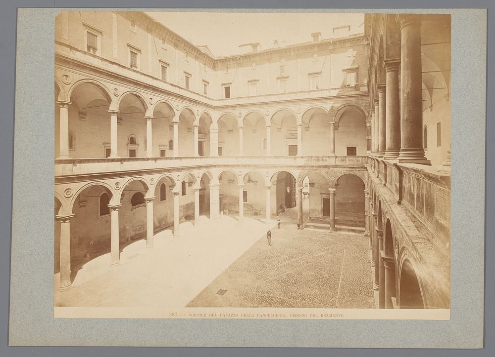 Binnenplaats van het Paleis van de Kanselarij te Rome, Italië (1851 - 1900) by Ludovico Tuminello
