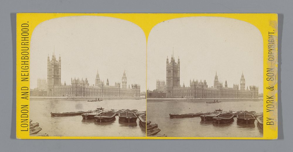 Gezicht op het Palace of Westminster, gezien vanaf de overkant van de Theems (c. 1860 - c. 1880) by York and Son