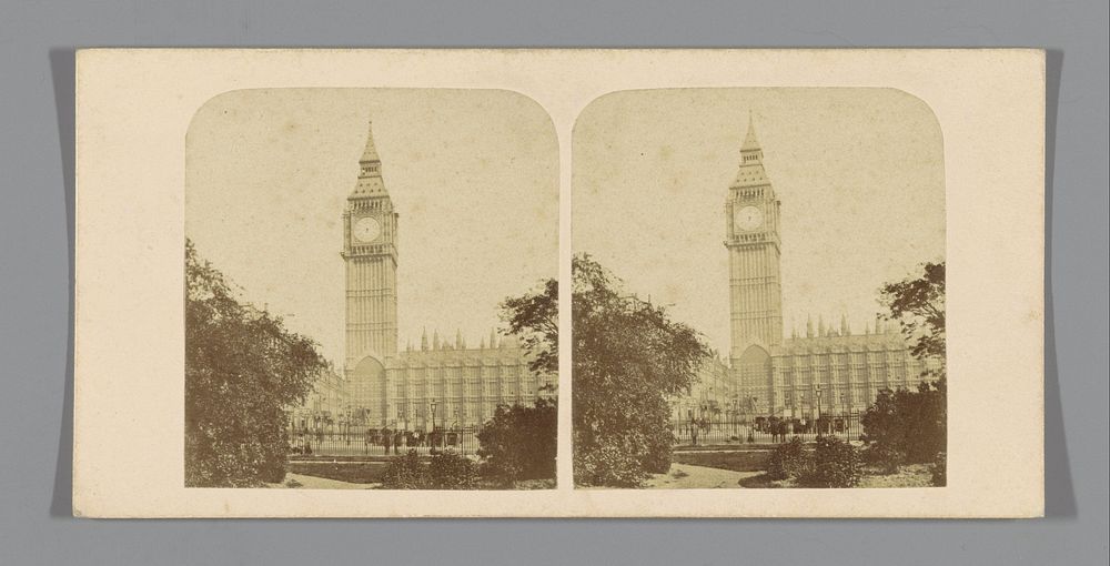 Gezicht op de Big Ben en het Palace of Westminster in Londen (c. 1850 - c. 1880) by anonymous