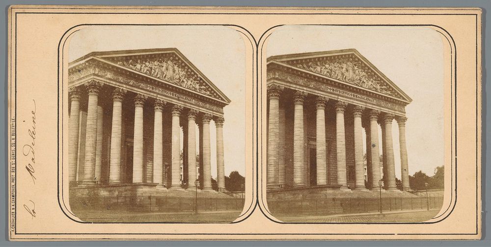 Gezicht op La Madeleine in Parijs (c. 1859 - c. 1865) by F Chevalier and A Champeaux