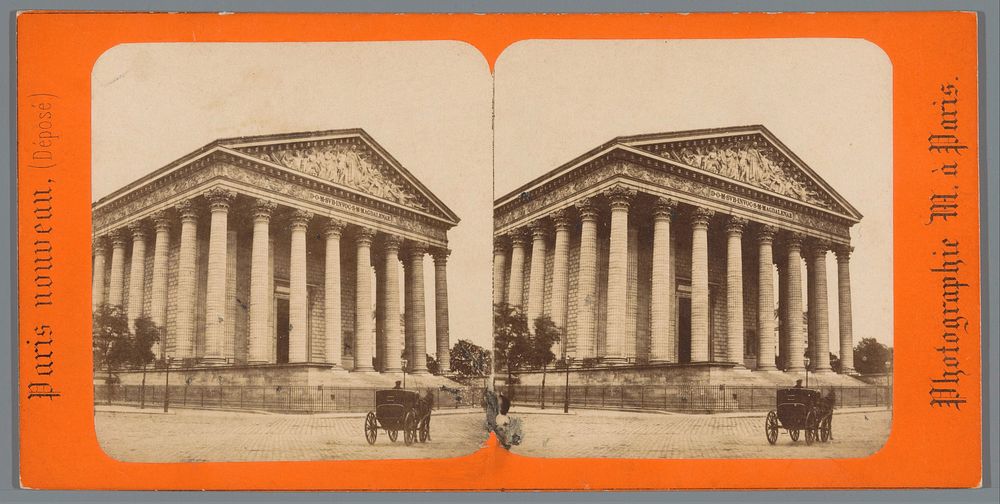 Gezicht op La Madeleine in Parijs (c. 1850 - c. 1880) by Jules Marinier