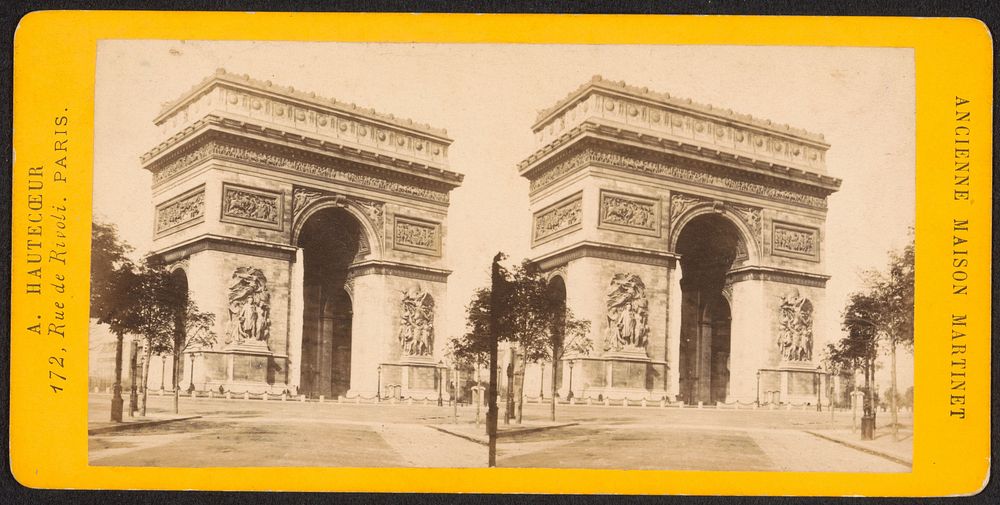 Gezicht op de Arc de Triomphe in Parijs (c. 1860 - c. 1870) by Albert Hautecoeur