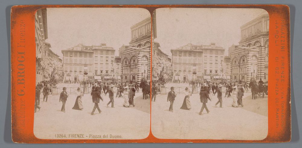 Gezicht op het Piazza del Duomo te Florence (c. 1860 - c. 1890) by Giacomo Brogi