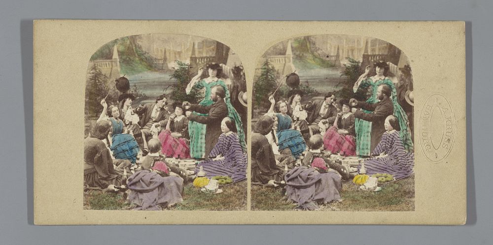 Gezelschap tijdens een picnic (1859 - 1863) by anonymous and A Krüss