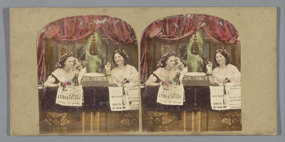 Twee vrouwen op het balkon in een theater (1852 - 1863) by anonymous