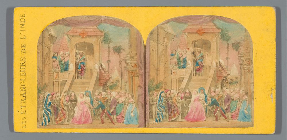 Scène uit het toneelstuk 'Les étrangleurs de l'Inde' van Henri Tessier (1858 - 1870) by anonymous