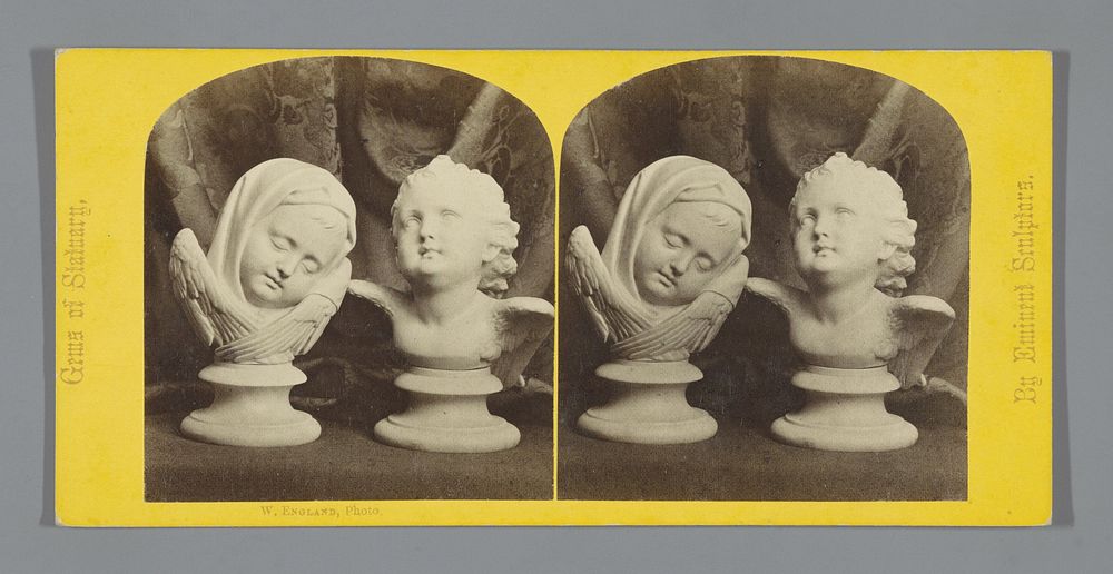 Twee sculpturen van cherubijnen, nacht en dag symboliserend (c. 1855 - c. 1880) by William England