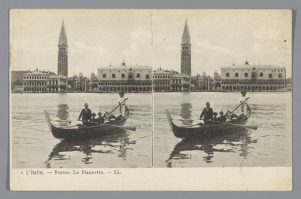 Venetië, een gondel voor het Dogepaleis en de San Marco-basiliek (1898 - 1920) by anonymous, anonymous and Lévy Fils et Cie