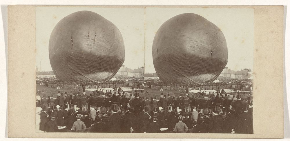 Reuzenballon 'le Géant' van Nadar wordt opgelaten in Amsterdam, 14 september 1865 (1865) by Pieter Oosterhuis