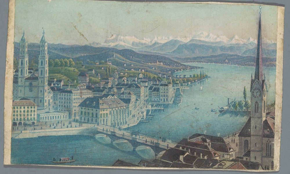 Fotoreproductie van een prent of tekening van Zürich (1855 - 1885) by anonymous and Rudolf Dikenmann