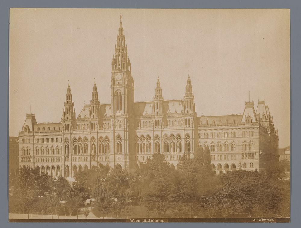 Gezicht op het Stadhuis van Wenen, Oostenrijk (1883 - 1900) by A Wimmer