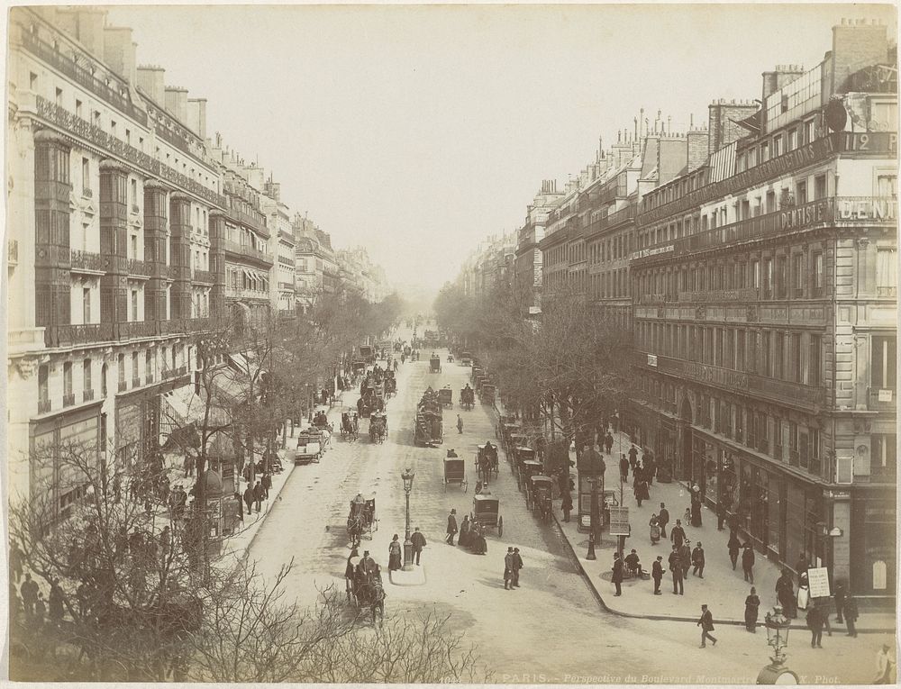 Boulevard Montmart in, Parijs (1887 - 1900) by X phot and Jules Hautecoeur