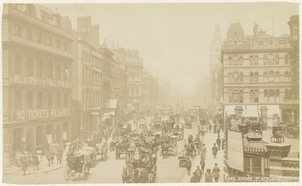 Gezicht op New Bridge Street in Londen (1882 - 1900) by anonymous
