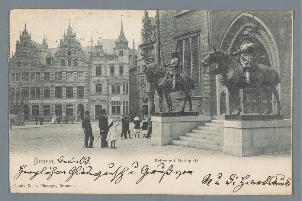 Bremen, Reiter mit Marktplatz (1904) by Louis Koch and anonymous