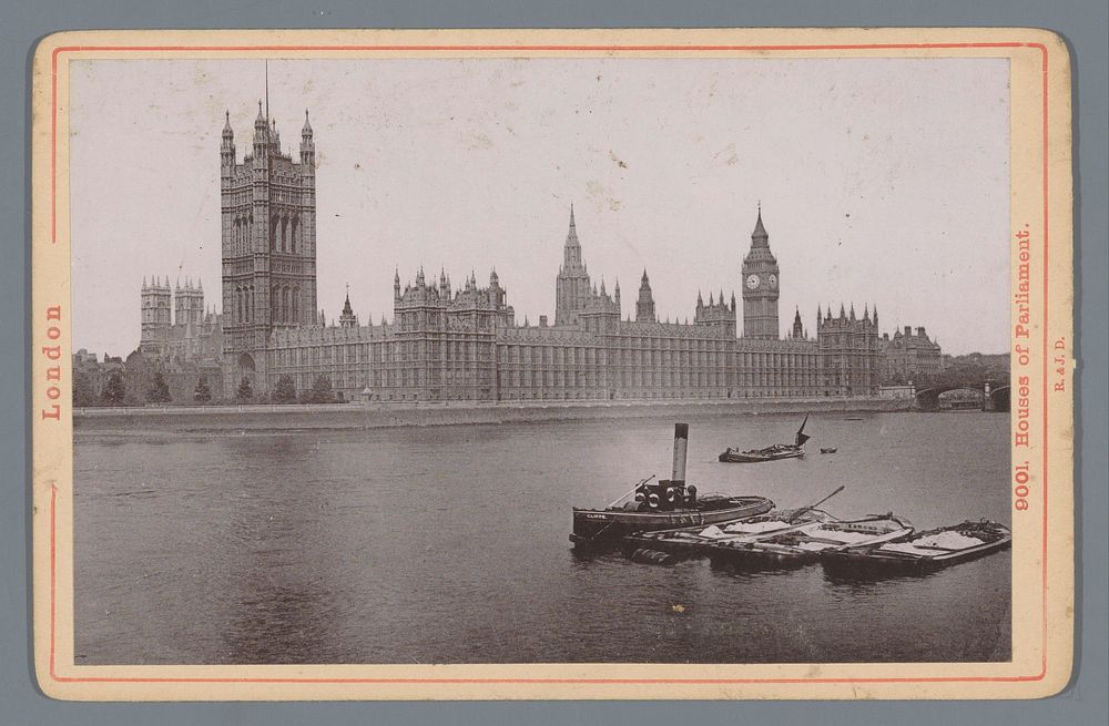 Gezicht op Westminster Abbey en Houses of Parliament in Londen (1880 - 1900) by Römmler and Jonas