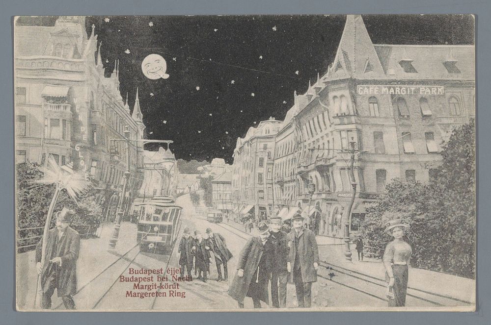 Budapest éjiel/ Budapest bei Nacht/ Margit-körút/ Margereten Ring (1912) by anonymous