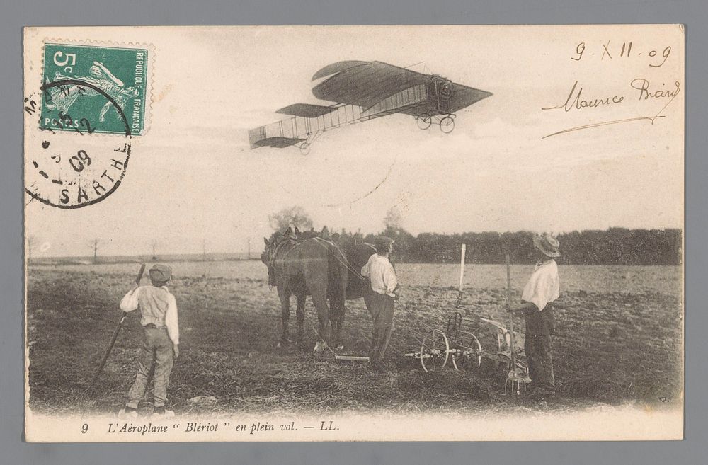 Vliegtuig van Louis Blériot in vlucht (c. 1908 - before 1909) by LL and anonymous