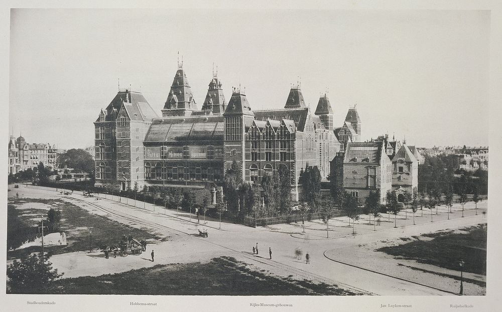 Rijksmuseum, gezien vanaf de achterzijde van een pand in de P.C. Hooftstraat, Amsterdam (c. 1889 - in or before 1894) by…