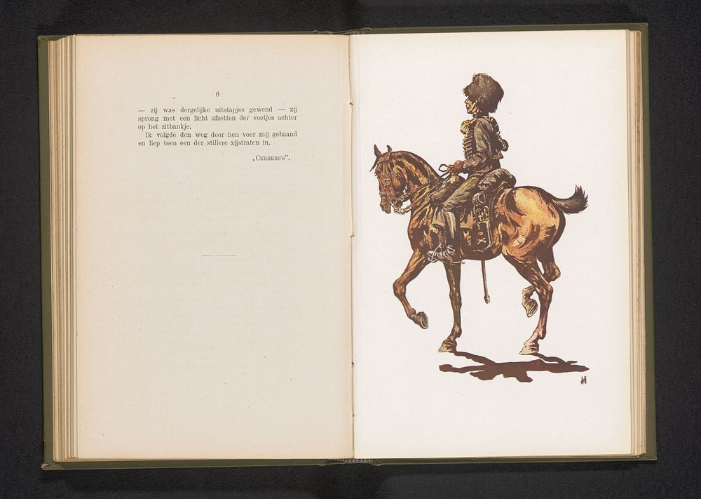 Reproductie van een tekening van een militair te paard (c. 1911 - in or before 1916) by anonymous