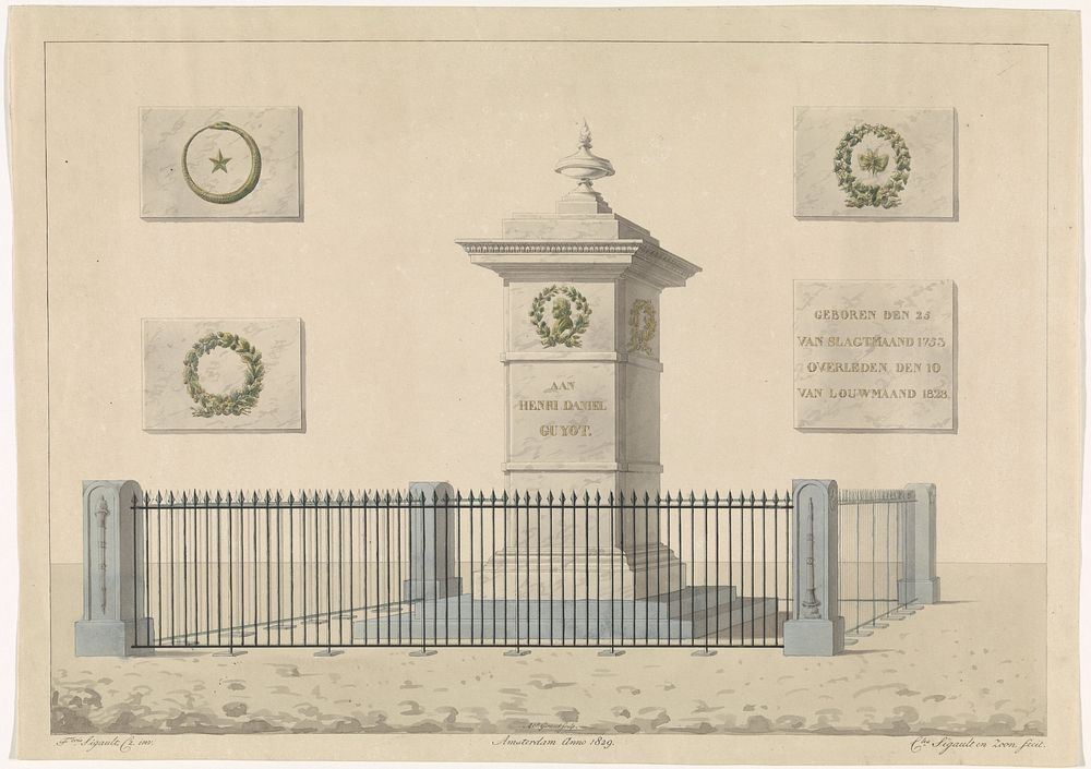Monument voor Henri Daniël Guyot (1829) by Alphonse Pierre Giraud, Charles Joseph François Sigault and Jean François Sigault