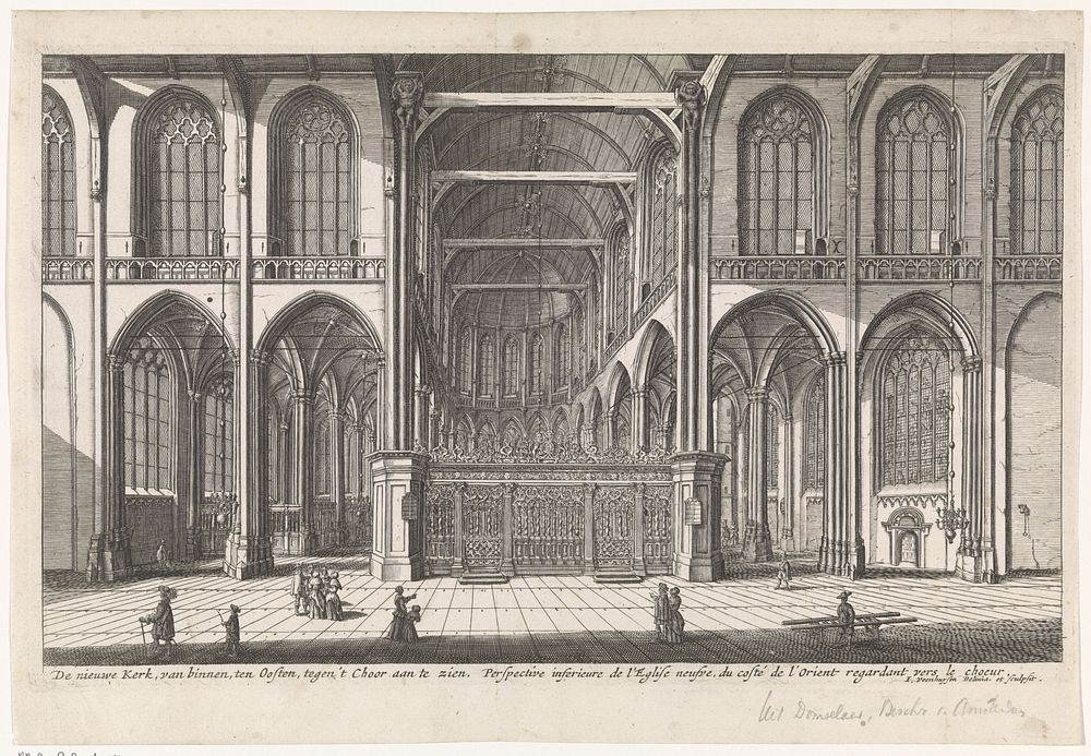 Interieur van de Nieuwe Kerk te Amsterdam, naar het oosten gezien (1665) by Jan Veenhuysen, Jan Veenhuysen and Marcus…