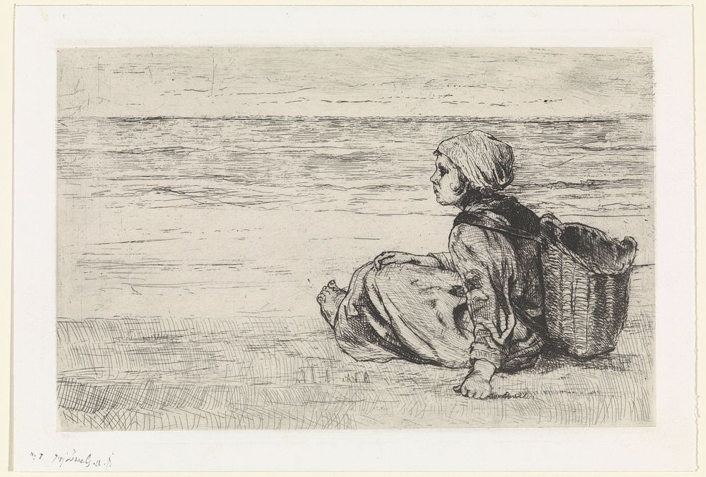 Meisje aan zee (1834 - 1878) by Jozef Israëls