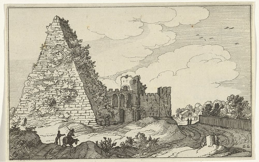 Piramide van Gaius Cestius (1618) by anonymous, Willem van Nieulandt II and Claes Jansz Visscher II