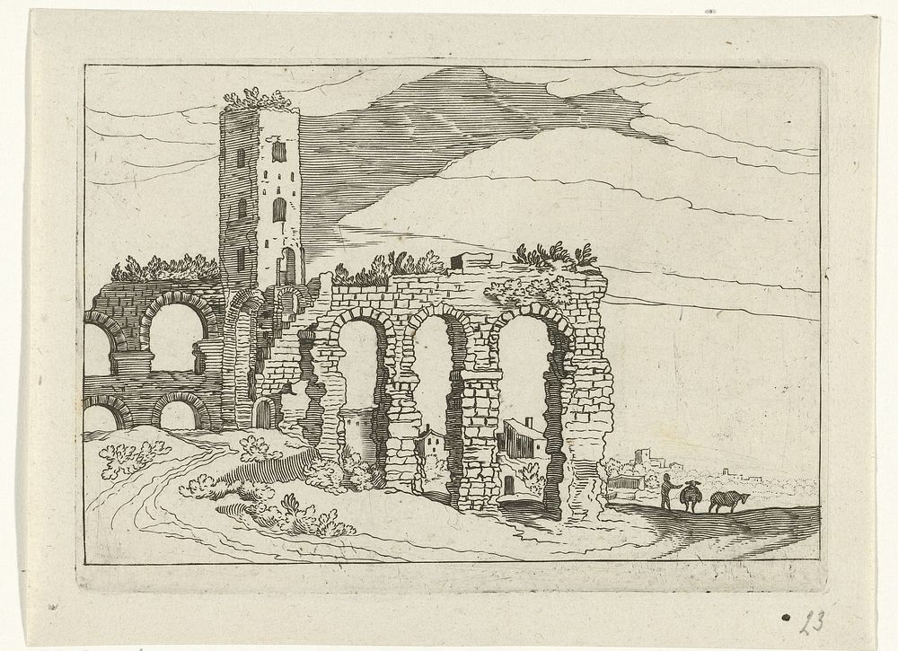 Ruïne van aquaduct (1594 - 1685) by anonymous and Willem van Nieulandt II