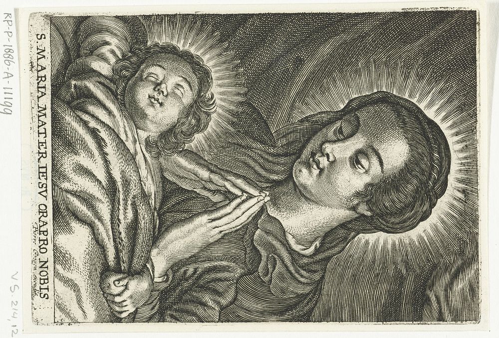 Maria aanbidt het slapende Christuskind (1596 - 1659) by Schelte Adamsz Bolswert, Peter Paul Rubens and Pierre Goosens