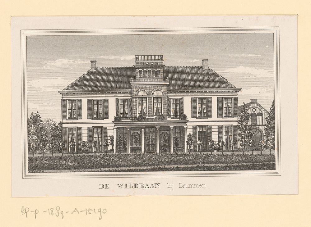Gezicht op het landhuis De Wildbaan bij Brummen (1881) by anonymous, Paulus Gouda Quint and Isaac Anne Nijhoff en Zn