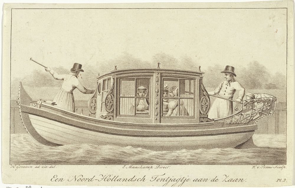 Paar in een Zaans tentjacht (1824) by Willem van Senus, Hendrik Greeven and Evert Maaskamp