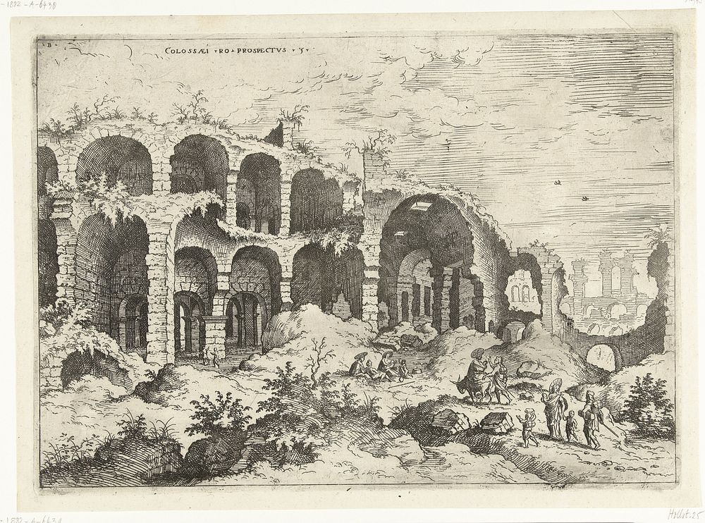 Derde gezicht op het Colosseum te Rome (1551) by Hieronymus Cock, Hieronymus Cock and Hieronymus Cock
