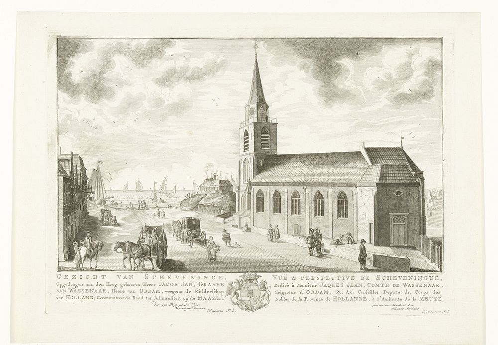 Gezicht op de Oude Kerk te Scheveningen (1755 - 1762) by Iven Besoet, Hendrik Florisz Scheurleer, Hendrik Florisz Scheurleer…