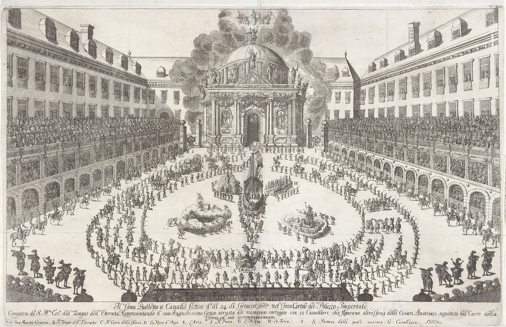 Carrousel in de Hofburg te Wenen (in or after 1667) by anonymous and Jan van Ossenbeeck