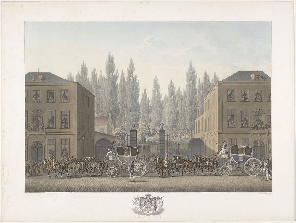 Twee koetsen in de stoet voor de inhuldiging van Willem I te Brussel op 21 september 1815 (1825 - 1826) by Johann Nepomuk…