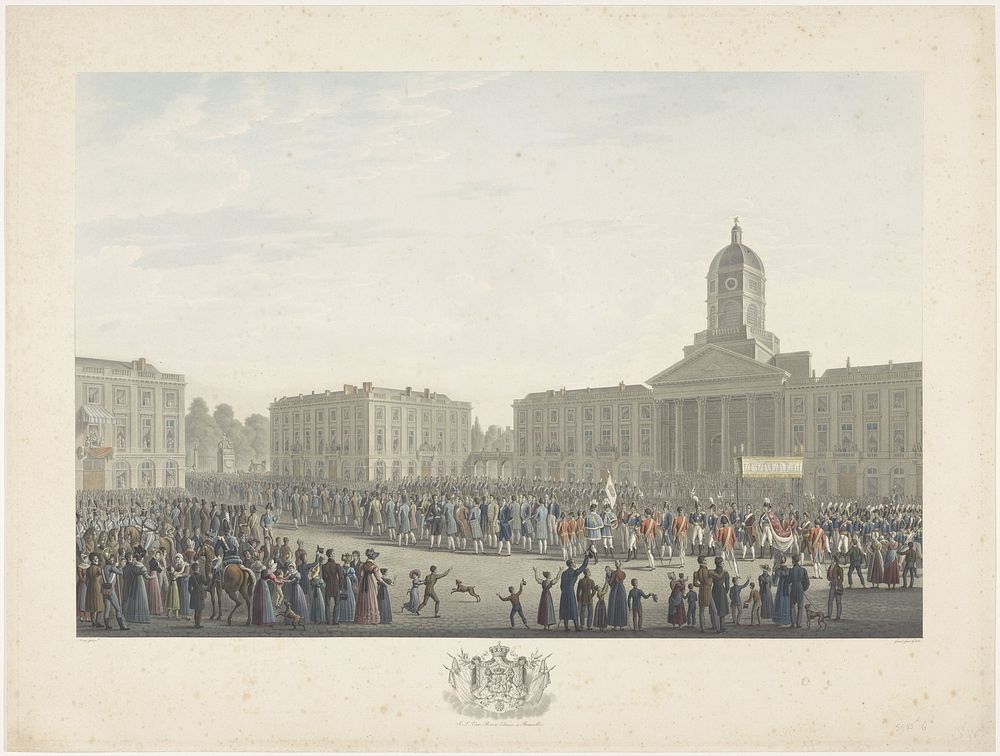 Optocht van koning Willem I over het Koningsplein te Brussel op 21 september 1815 (1825 - 1826) by Johann Nepomuk Gibèle…
