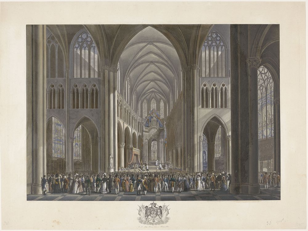 Inzegening van koning Willem I in de Sint-Goedelekerk te Brussel op 21 september 1815 (1825 - 1826) by Johann Nepomuk…