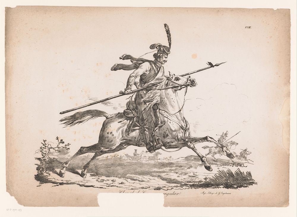 Kozak te paard (1816 - 1839) by Carle Vernet and Gottfried Engelmann
