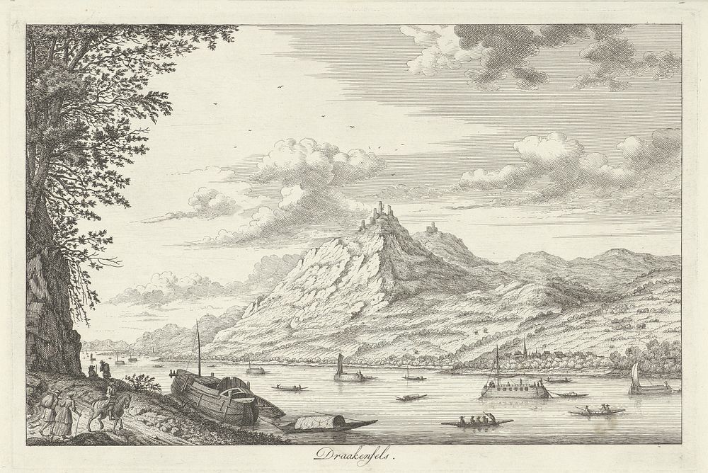 Drachenfels, gezien vanaf de Rijn (1767) by Hendrik de Leth, Cornelis Ploos van Amstel and Frederik Willem Greebe
