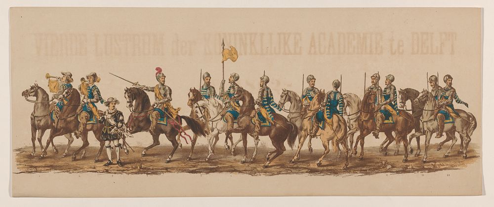 Eerste groep in Delftse optocht van 1862 (1862) by Willem Bernardus IJzerdraat, J H Molenbroek and H Nijgh