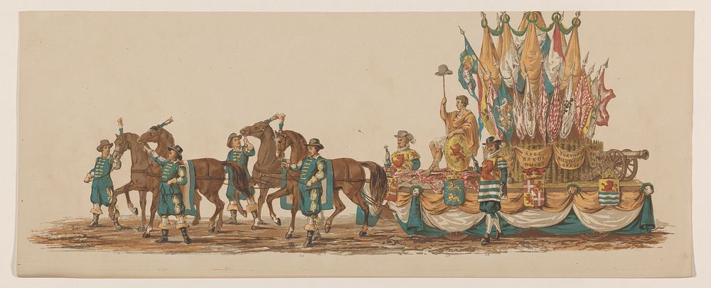 Derde groep in Delftse optocht van 1862 (1862) by Willem Bernardus IJzerdraat, J H Molenbroek and H Nijgh