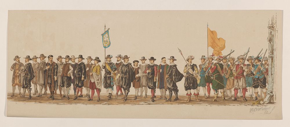 Zevende en achtste groep in Delftse optocht van 1862 (1862) by Willem Bernardus IJzerdraat, J H Molenbroek and H Nijgh