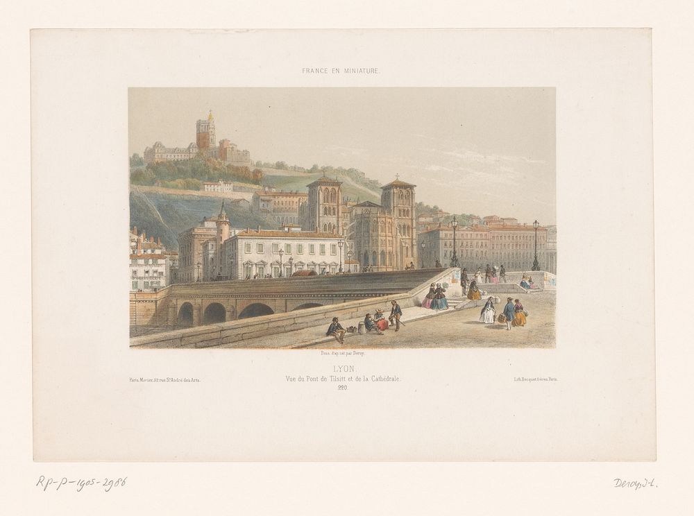 Zicht op de Pont Tilsitt en de kathedraal Saint-Jean te Lyon (before 1861) by Isodore Laurent Deroy, Isodore Laurent Deroy…